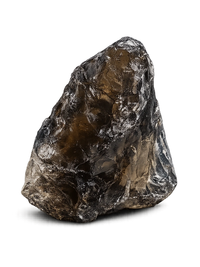 Semi-Translucent obsidian – dark in mass with luminous edge quality
