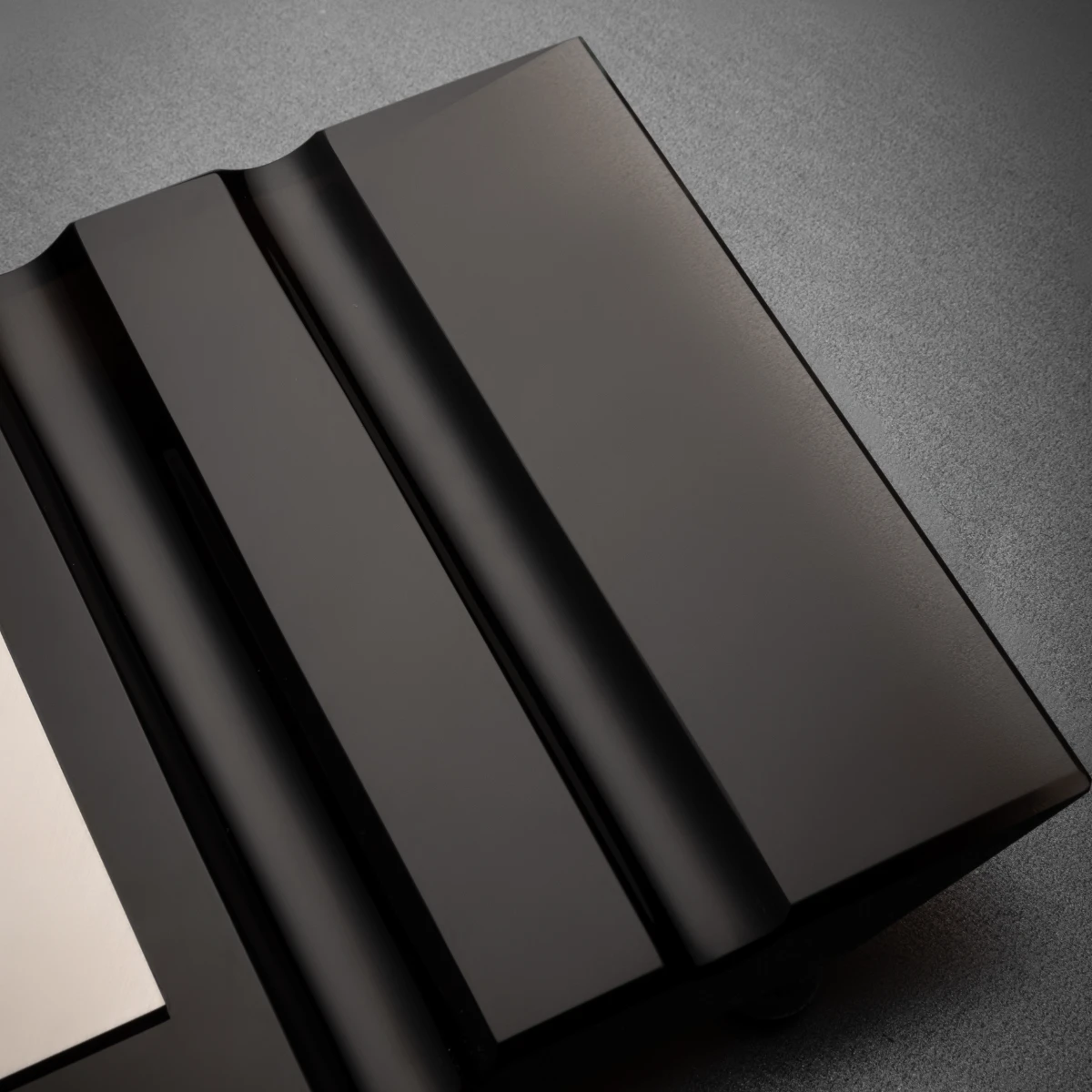 Board No. I — nickel-plated brass legs, Jet Black obsidian base