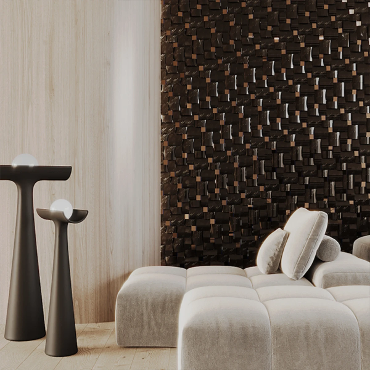 Obsidian wall decor — bespoke volcanic stone panel by Ashlar House